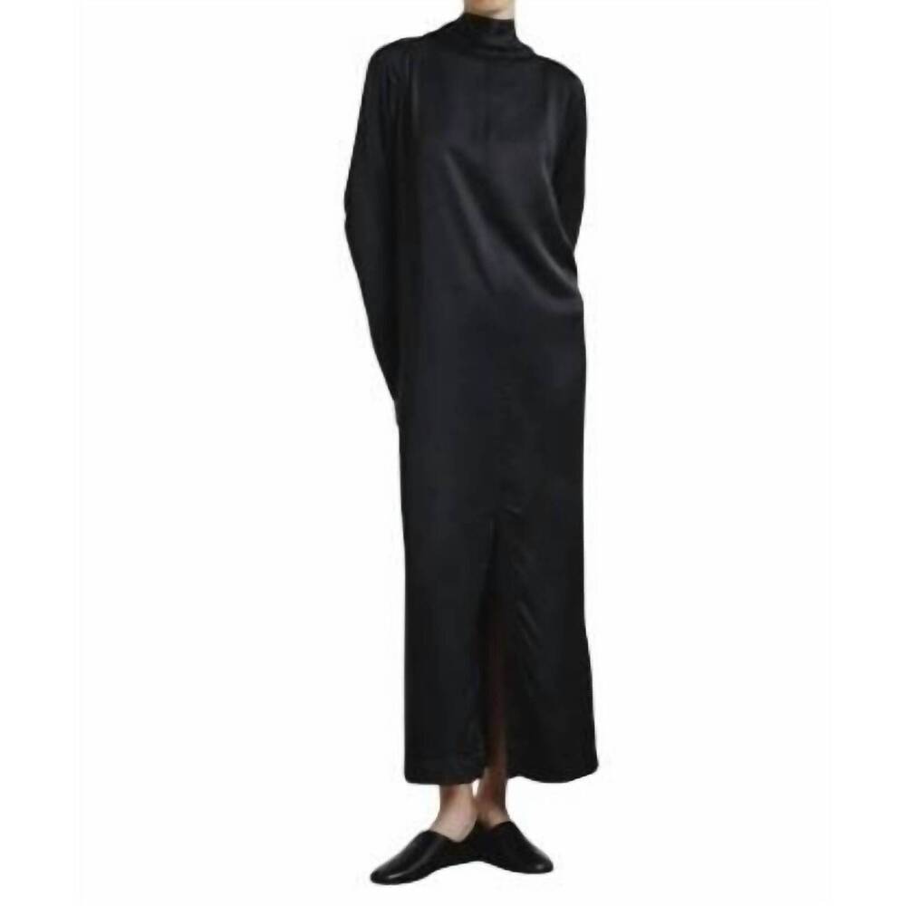 NEW POMANDÈRE satin maxi dress in black
